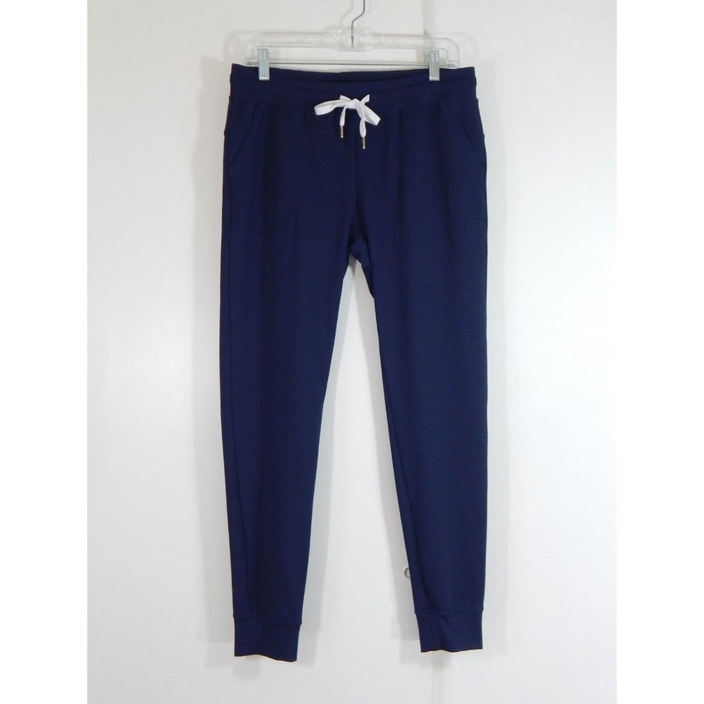 ZYIA pants joggers athletic activewear pockets drawstring waist navy blue LARGE